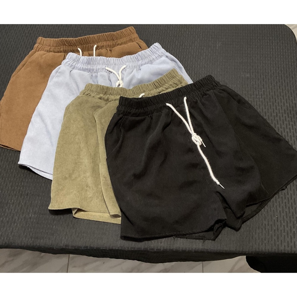 ROMWE Sweat Shorts Lot Of 4 Womens Large Multicolor Corduroy Elastic‎ Waist